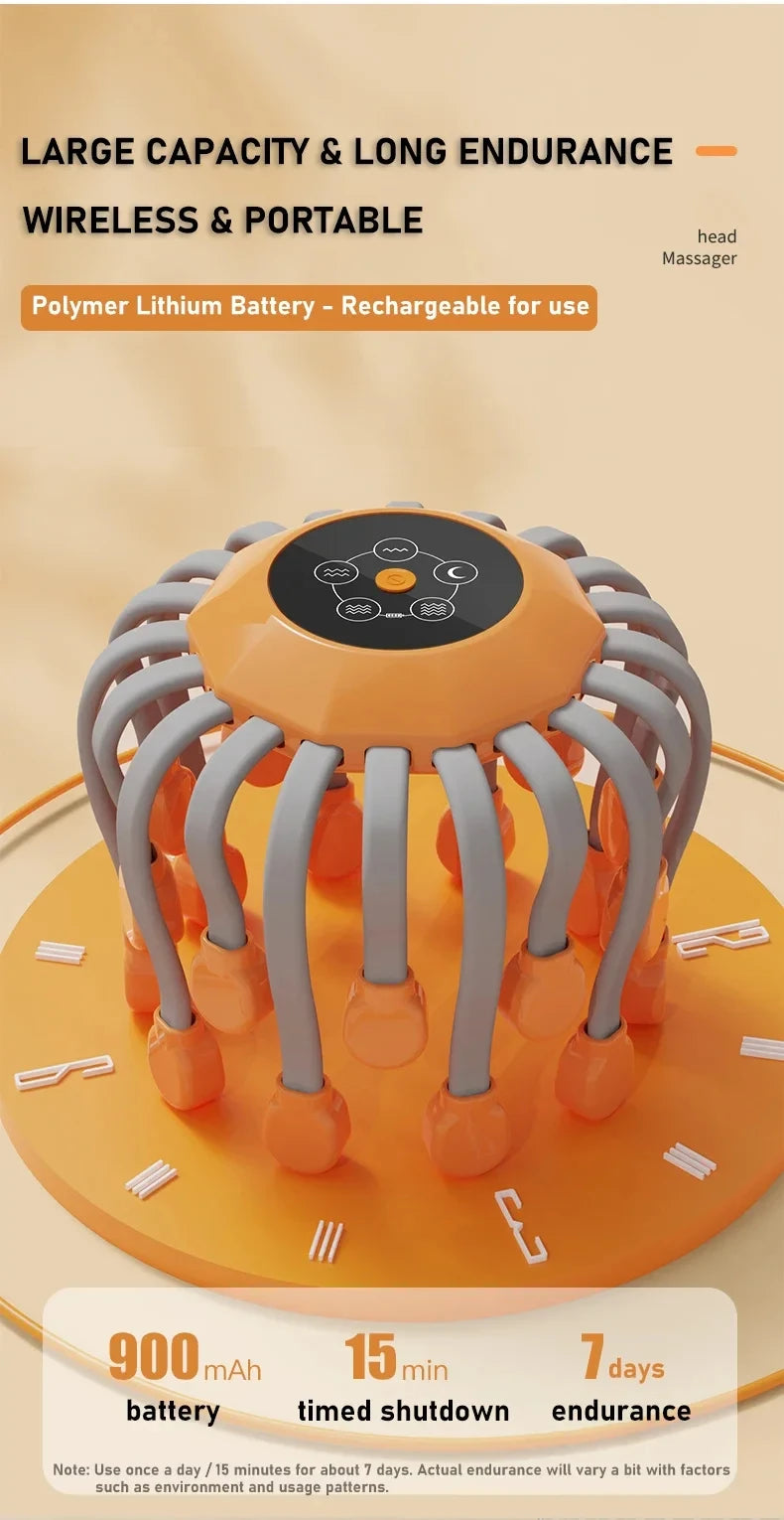 Head Massager Octopus Scratcher for Relaxation Stress Migraine